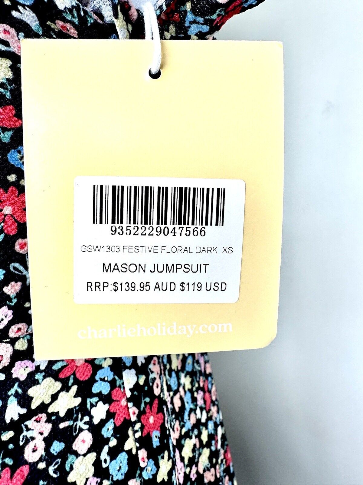 Charlie Holiday Vintage Print Retro Jumpsuit Retails $139.95 XS Ruffle Strap