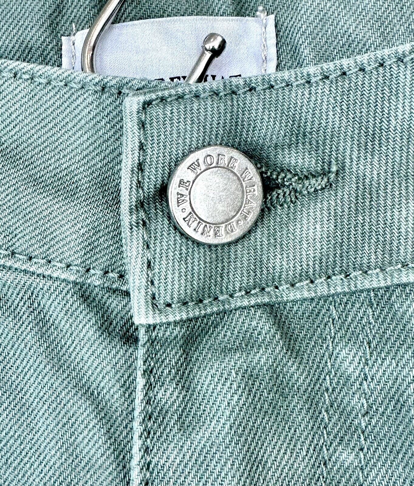 We Wore What Green High Rise Denim Wide Leg Jeans 25 Retail $168 Price $64