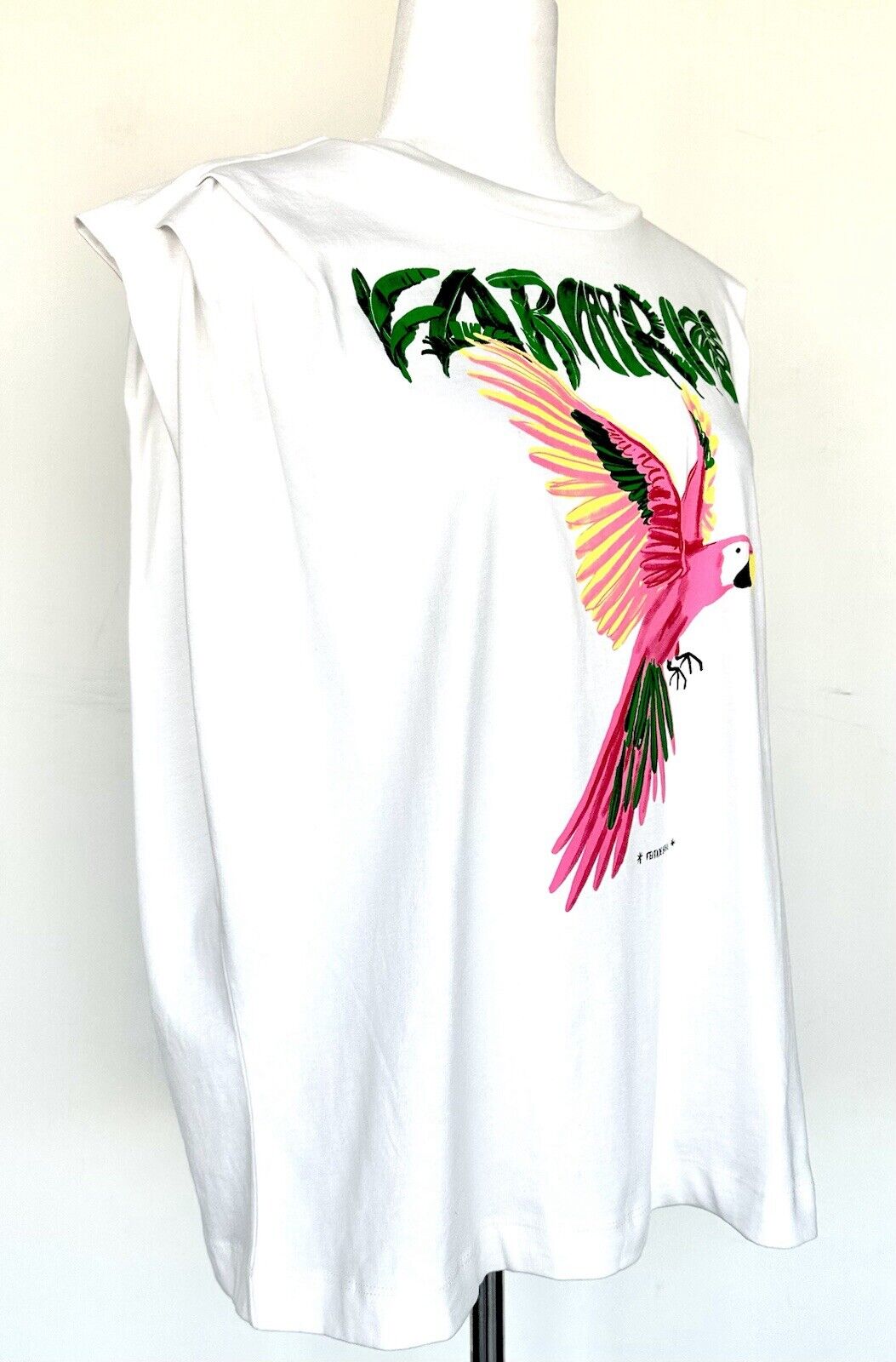 Farm Rio Parrot Palm Leaf Top Pleated Shoulder Retails $80 NEW Small