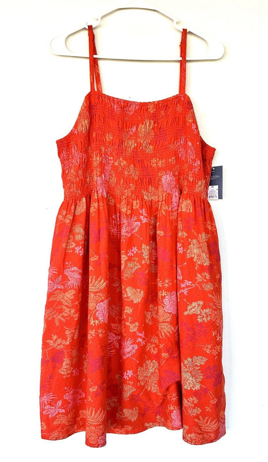 Universal Threads Linen Rayon Mix Orange Smocked Sundress Size XL New