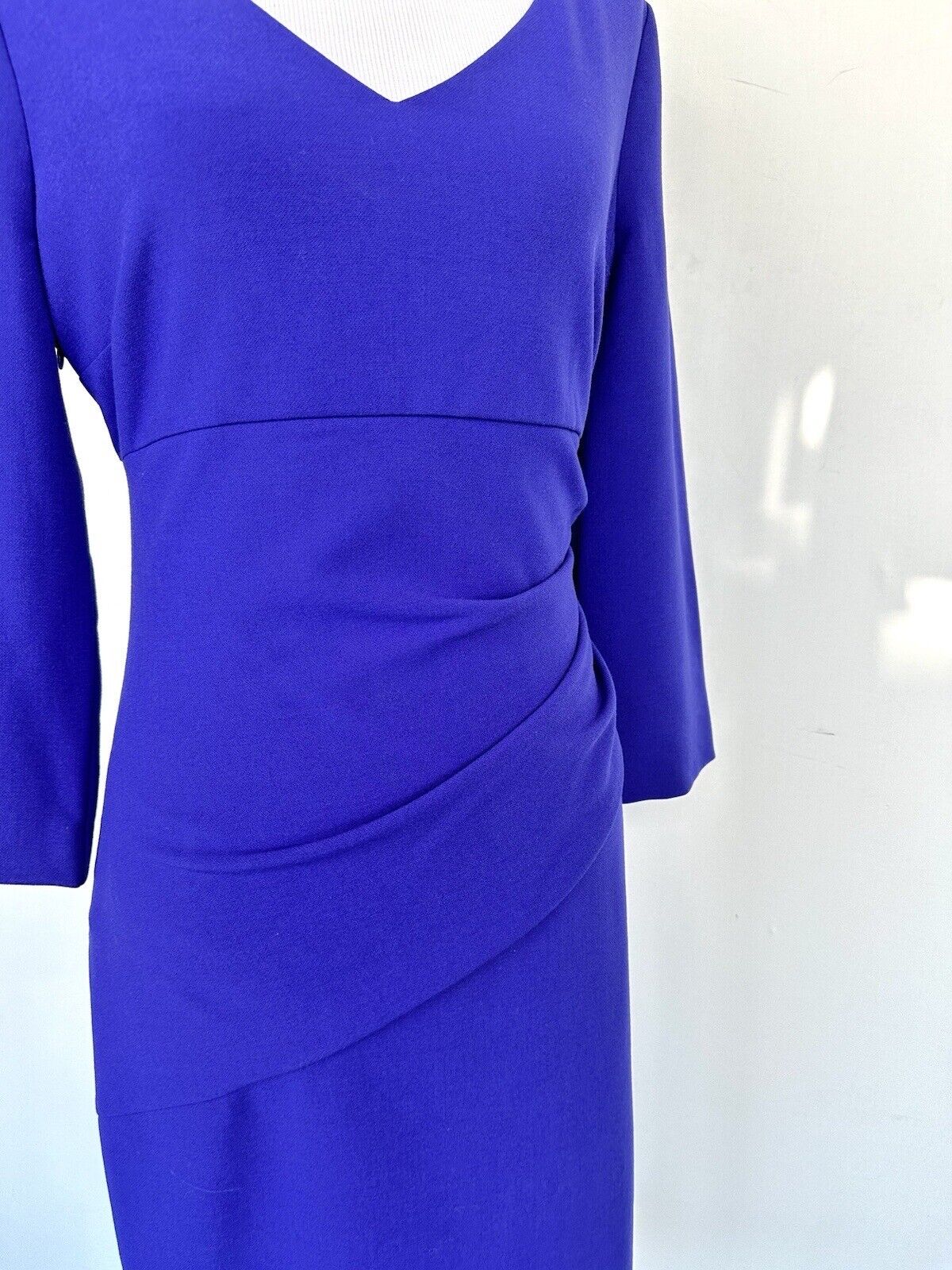 Diane von Furstenberg Dress Chrome Purple Ruched Hip Retail $378 Size 6 NWT