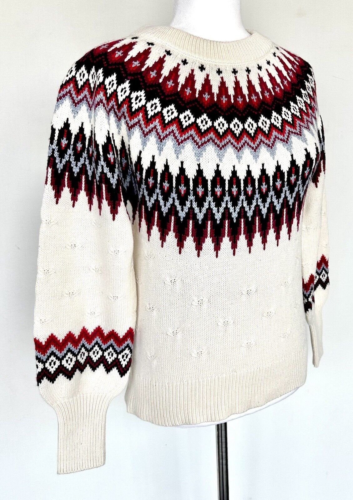 Sundance Elouise Fairisle Sweater Retails $148 Price $64 XS NWT Cotton Wool Mix