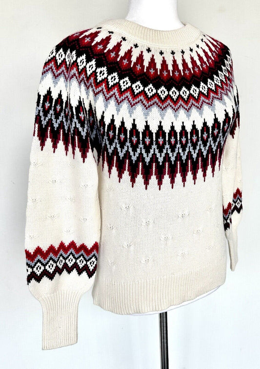 Sundance Elouise Fairisle Sweater Retails $148 Price $64 XS NWT Cotton Wool Mix
