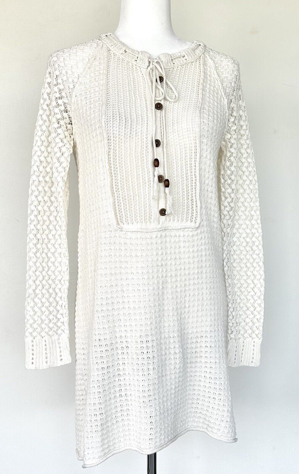 Sundance Medora Crochet Knit Cover Up Retails $148 XS Linen Cotton