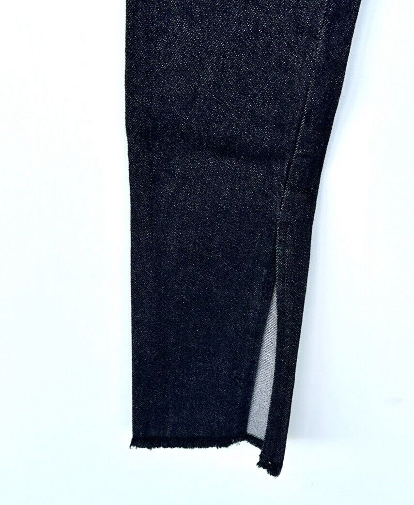 We Wore What High Rise Slit Hem Chain Stretch Denim Jeans Black 25 Retail $148