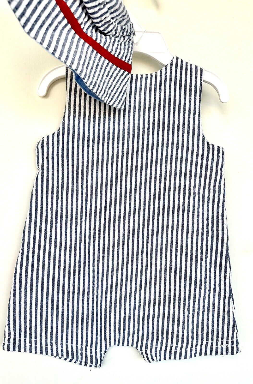 Little Me Striped 2 Pc Romper Set With Hat Crab Design 6 M Retail $34