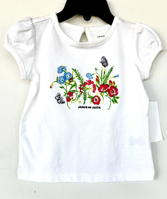 Janie And Jack Embroidered White Puff Sleeve Top $29 6-12 Months