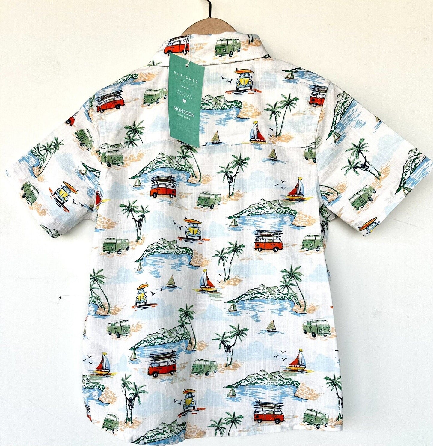 Monsoon Vintage Style Camper Van SS White Shirt 12-18 M Price $35 Retro Cotton