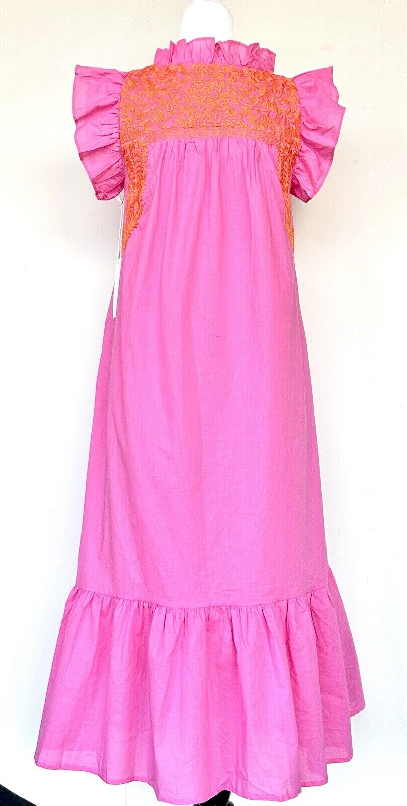 J Marie embroidered Roxy MIDI Dress size M Retail $158 Pink Orange NWT