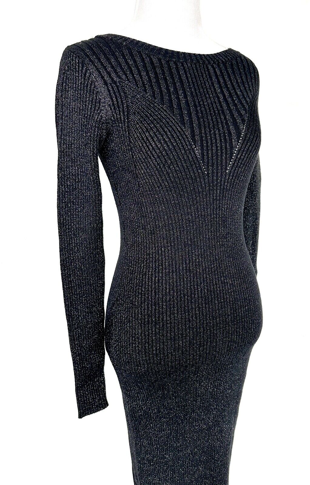 Kourt Black Knit Sweater Dress Metallic Thread Size S Price $60 NWT