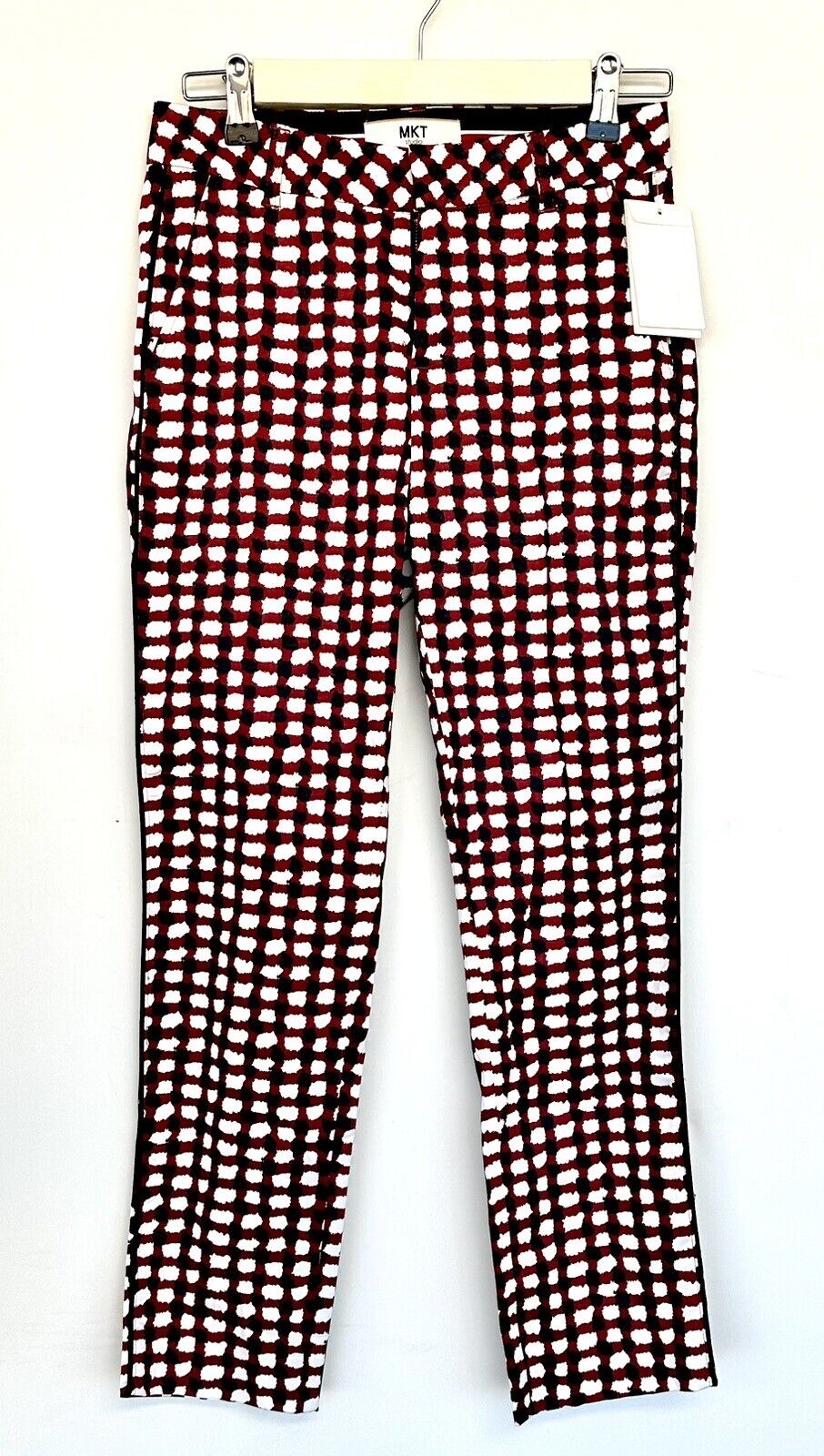MKT Studio Burgundy Print Ankle Pants Size 34 US 0 Retail $190 NWT