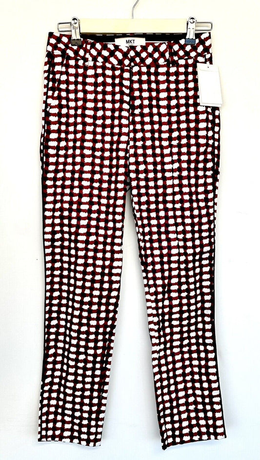 MKT Studio Burgundy Print Ankle Pants Size 34 US 0 Retail $190 NWT