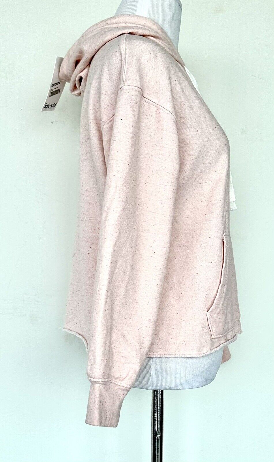 Splendid Pink Flecked Raw Edge Sweatshirt Hoodie. Retails $138 XS