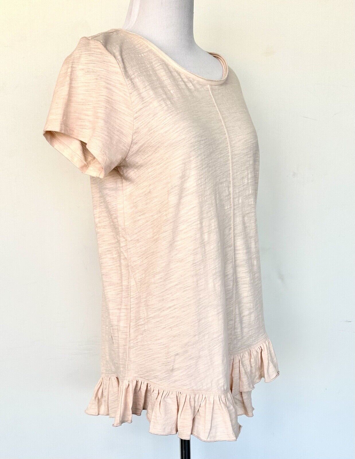 NWT Sundance 100% Cotton Ruffled Blush Pink Light Spirit Tee Size XS Retail $$58