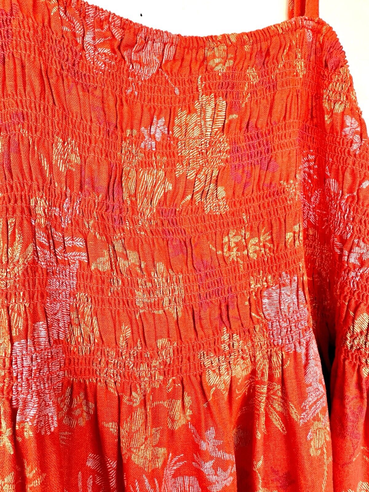 Universal Threads Linen Rayon Mix Orange Smocked Sundress Size XL New