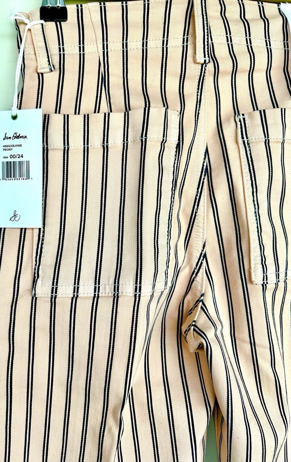 Sam Edelman Chelsea Striped Raw Hem Cropped Wide Leg Jeans Retail $118 24 00