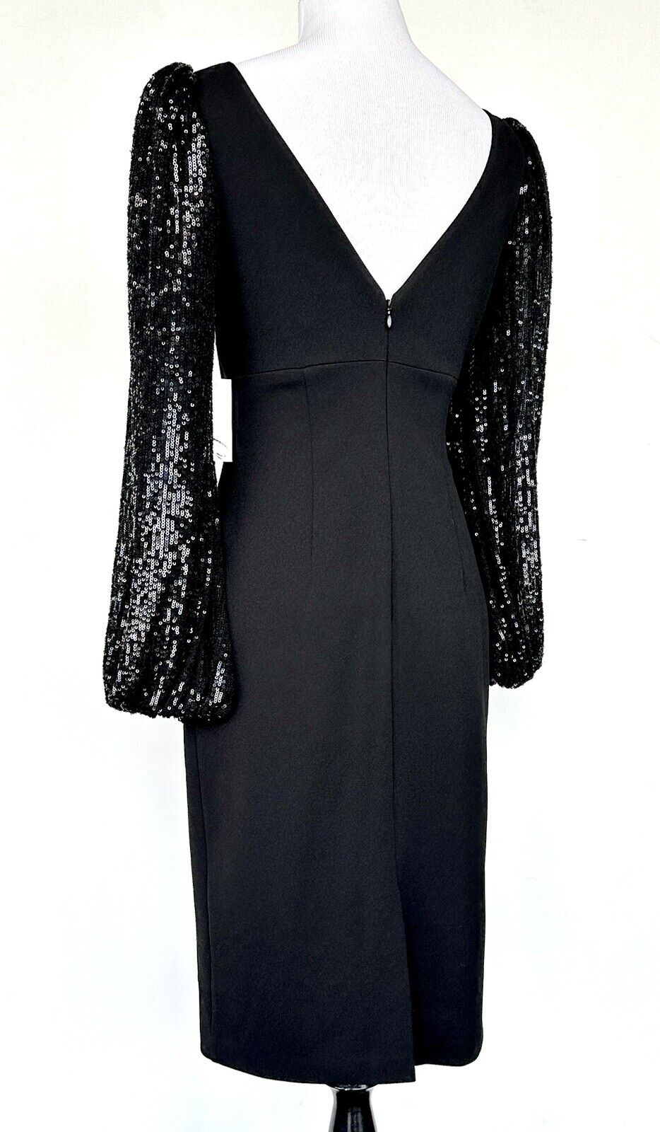 Eliza J Sheath With Sequin Long Sleeves Black Retails $178 Size 0 NWT