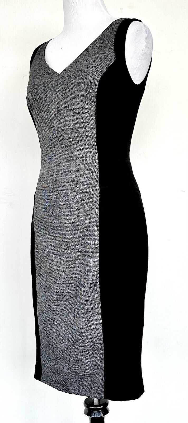 White House Black Market Tweed Panel Ponte Sheath Pencil Dress 00 Retails $99.50