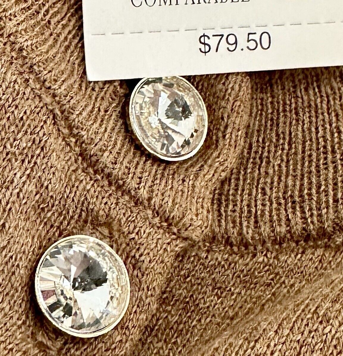 J Crew Cotton Honey Rhinestone Cardigan NWT Retail $79.50 Price $59.50 Size XS