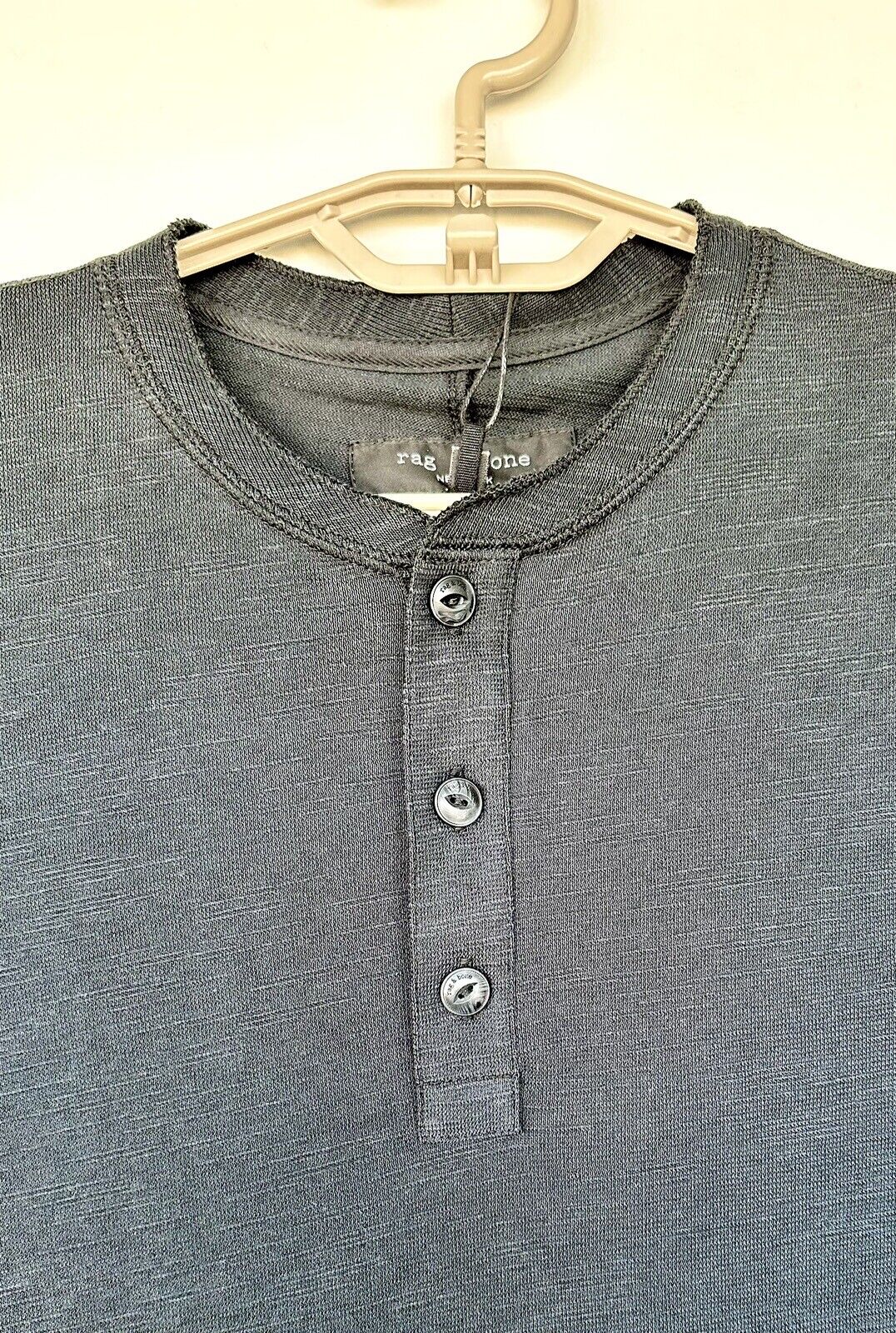 Rag & Bone Henley Tee Stitch Seam Size XSmall Retail $125 Price $85 Black