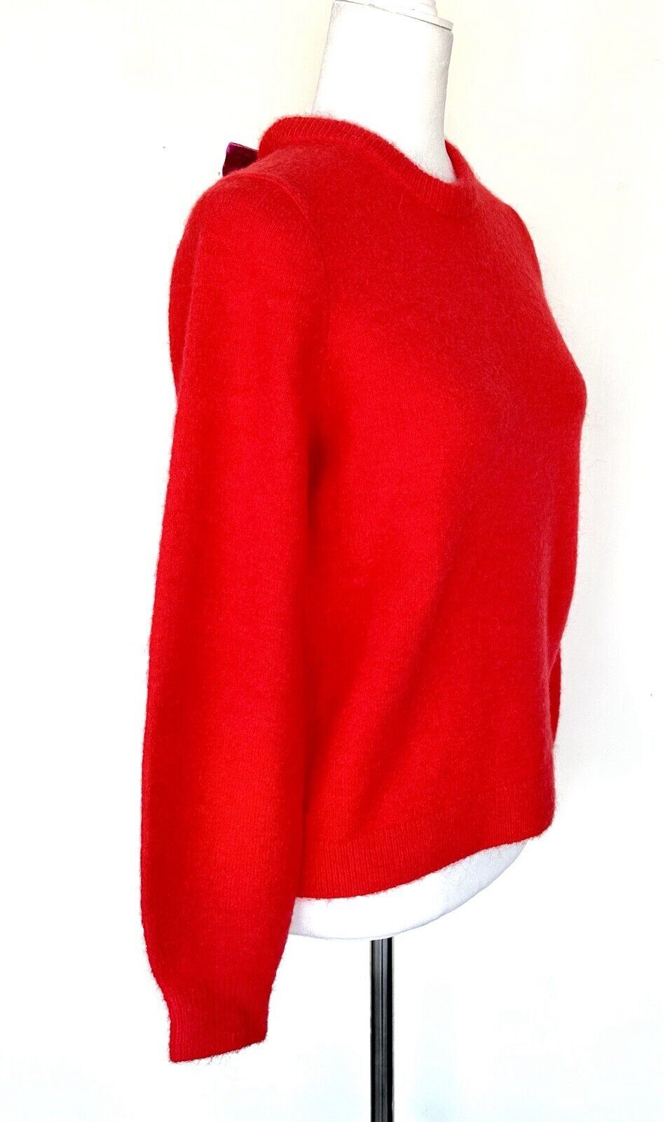 Boden Sweater Red Mohair Wool Mix Velvet Tie Back Crew Neck Size S Retail $158