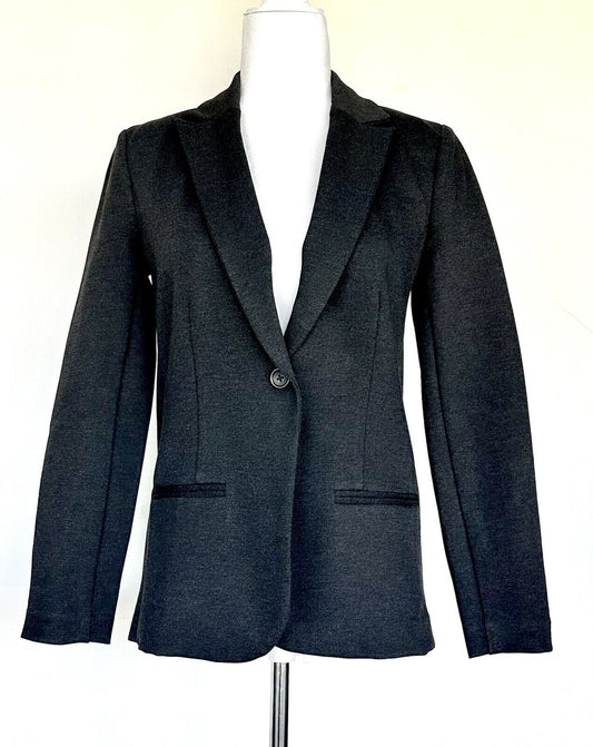 JCREW $148 Ponte Single Button Work Blazer in Carbon Size 0 NWT Retail $148