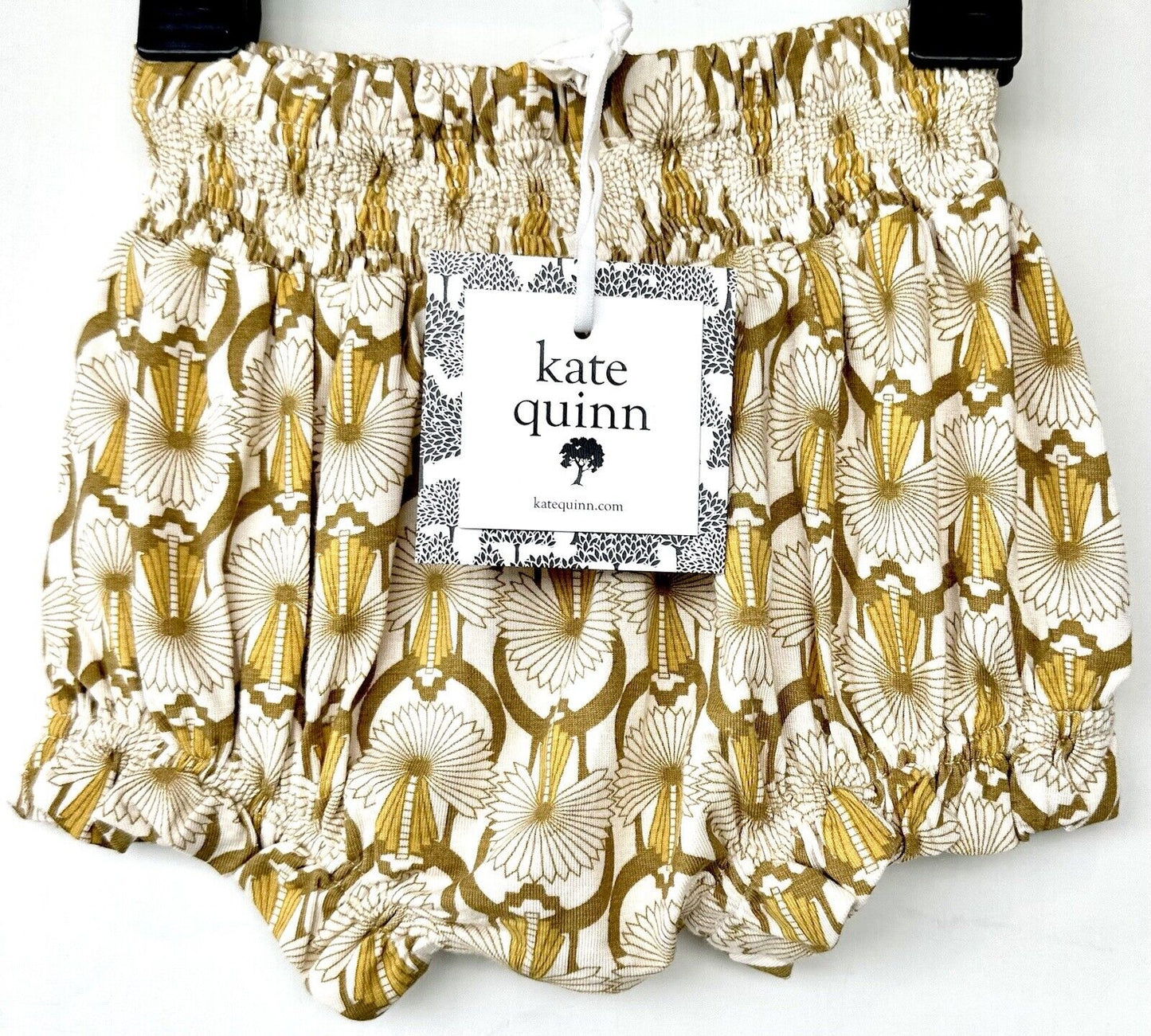 Kate Quinn Smocked Waist Bloomer Neutral Deco Retails 24 Bamboo Size 12-18 M
