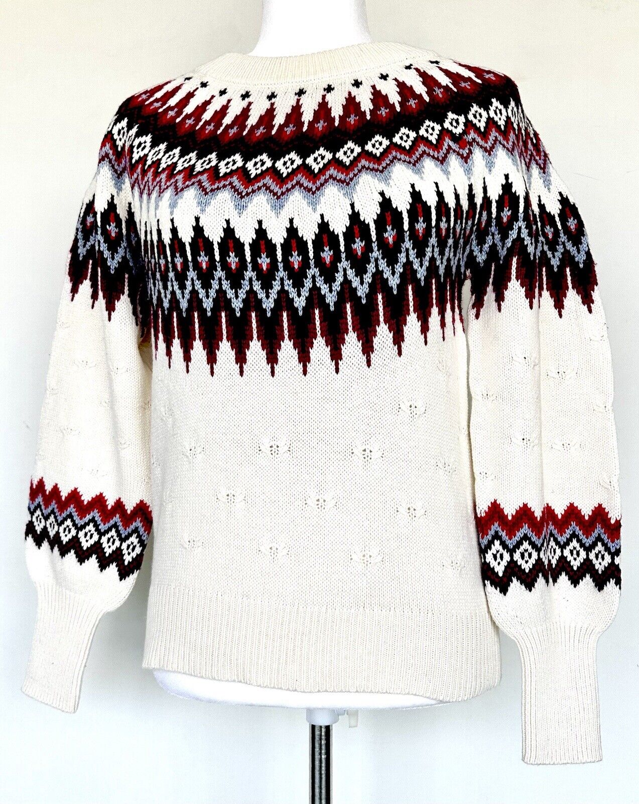 Sundance Elouise Fairisle Sweater Retails $148 Price $64 XS NWT Cotton Wool Mix