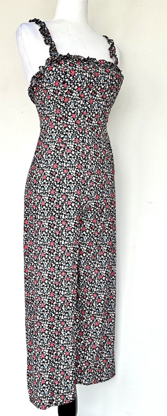 Charlie Holiday Vintage Print Retro Jumpsuit Retails $139.95 XS Ruffle Strap