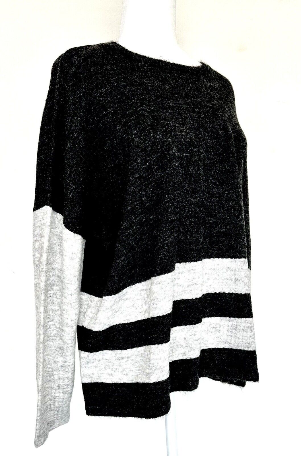 Beach Lunch Lounge Stripe Charcoal Sweater Retails $69 Price $39.95 S NWT