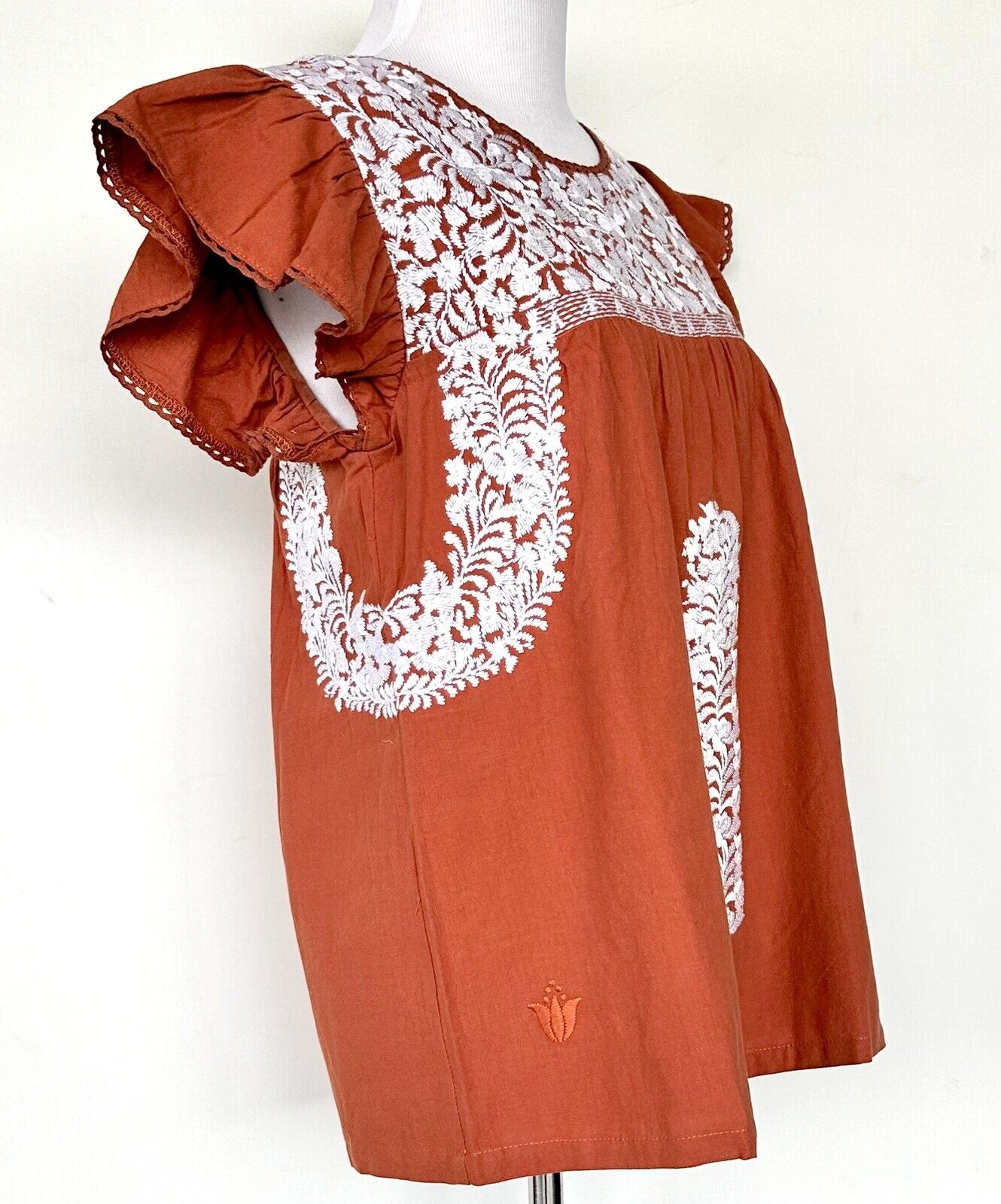 NWT J Marie embroidered Autumn Top size S Retail $106 Price $53 Rust