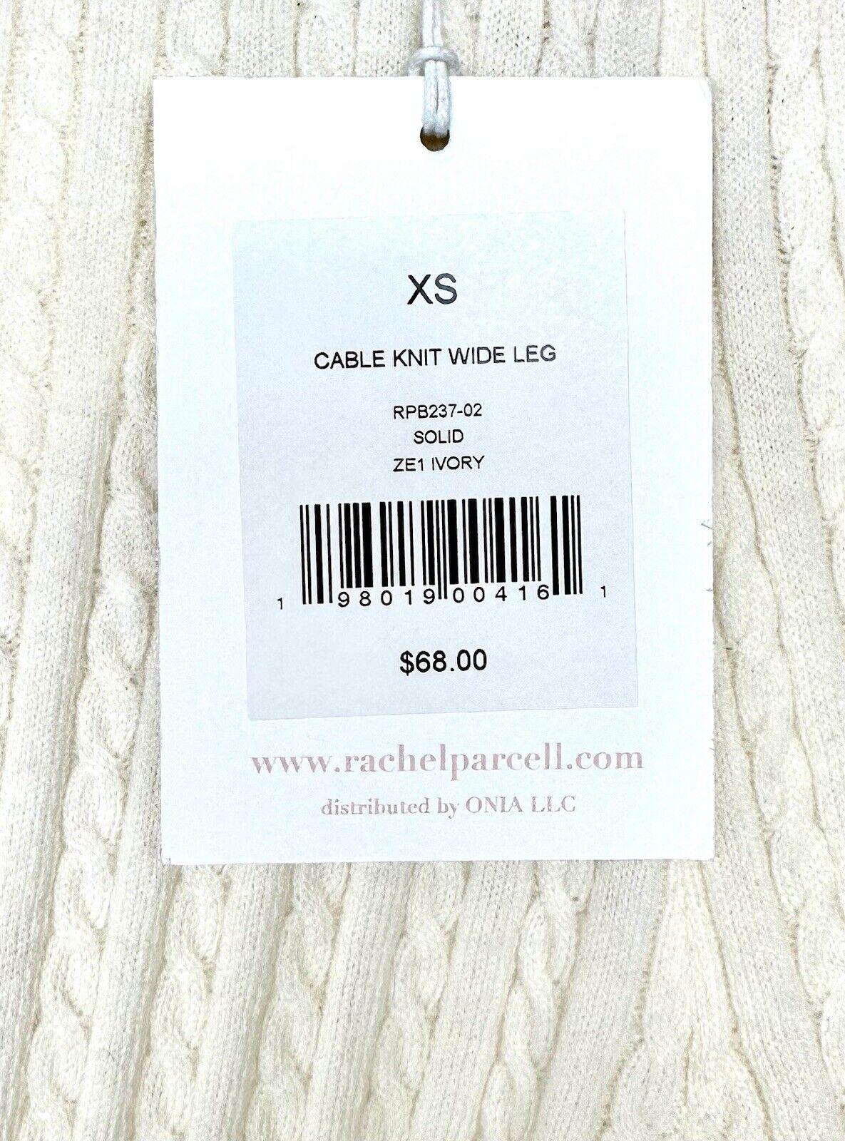 Rachel Parcell Knitted Wide Leg Ivory Pants XS Soft Knit New