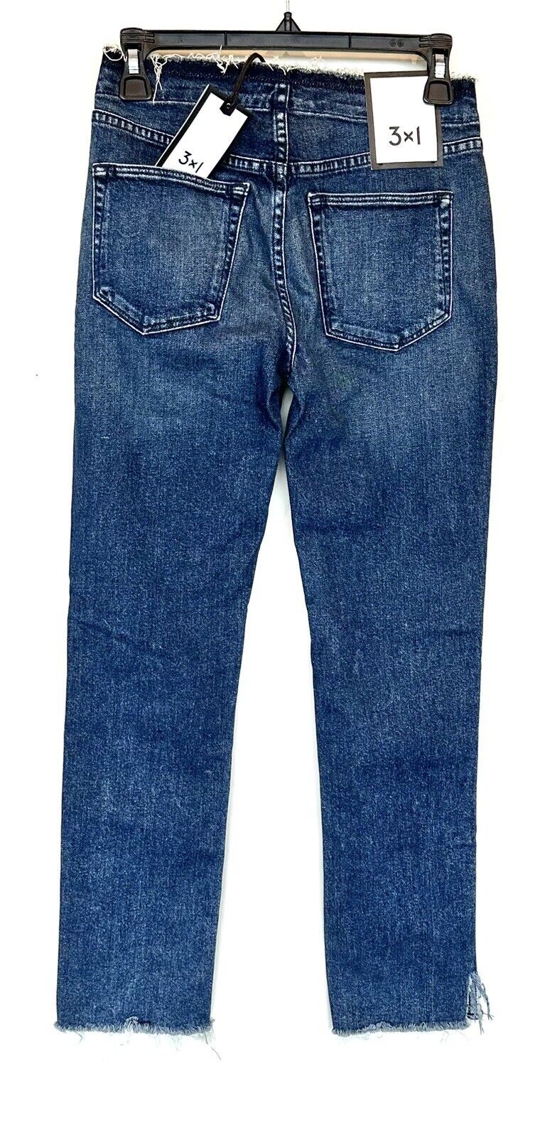 3x1 Womens NWT Size 24 Blue Raw Edge Shelter Slim High Rise Jeans Retail $285