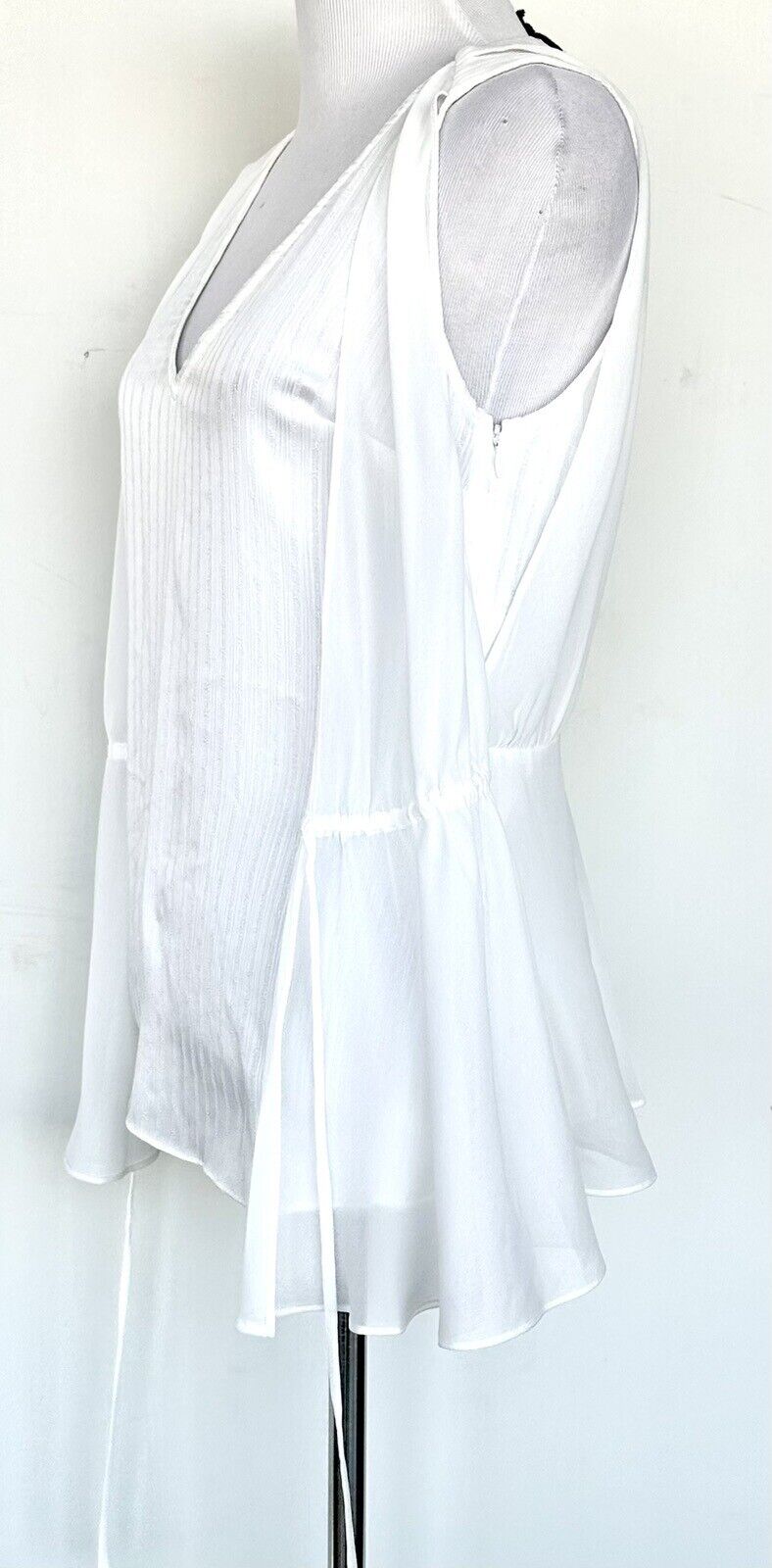 ALLSAINTS Celeste Sleeveless Two Layer Textured Blouse Size 0 Chalk White New