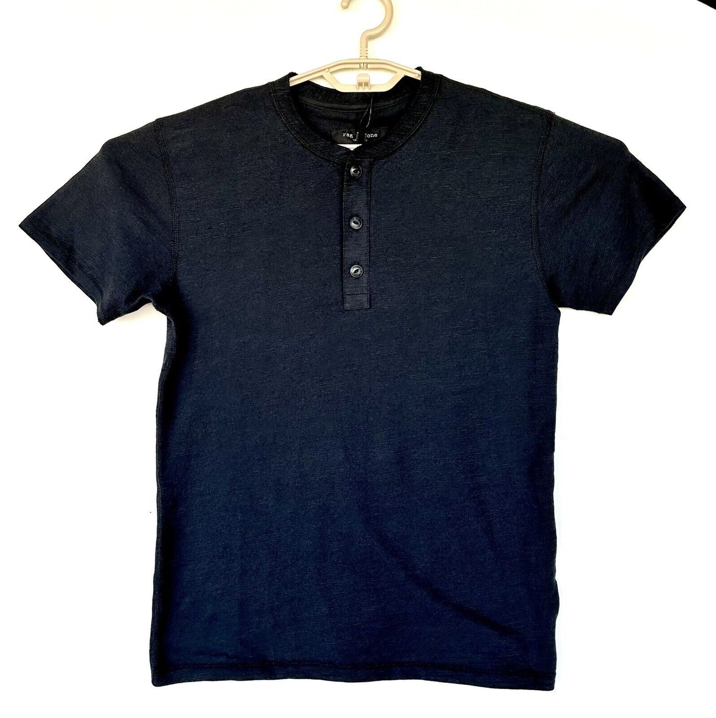 Rag & Bone Henley Tee Stitch Seam Size XSmall Retail $125 Price $85 Black