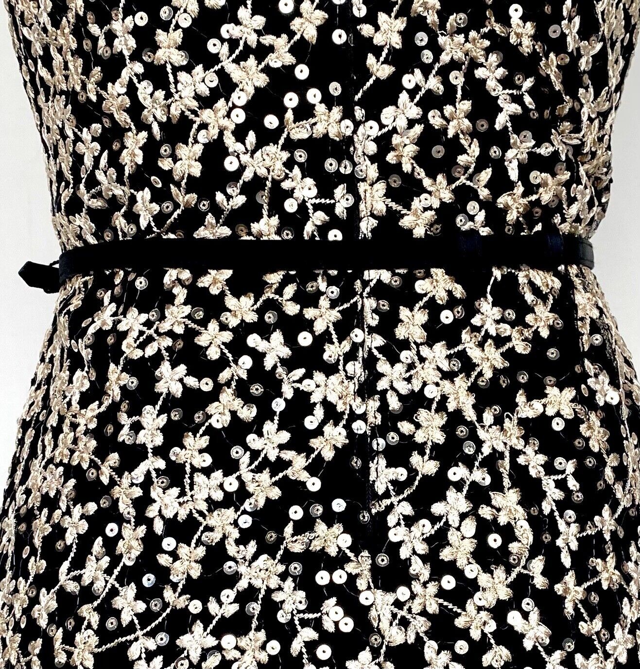 LAUREN RALPH LAUREN Black Gold Embroider Sequin Dress 0 Retail $265 Price $89