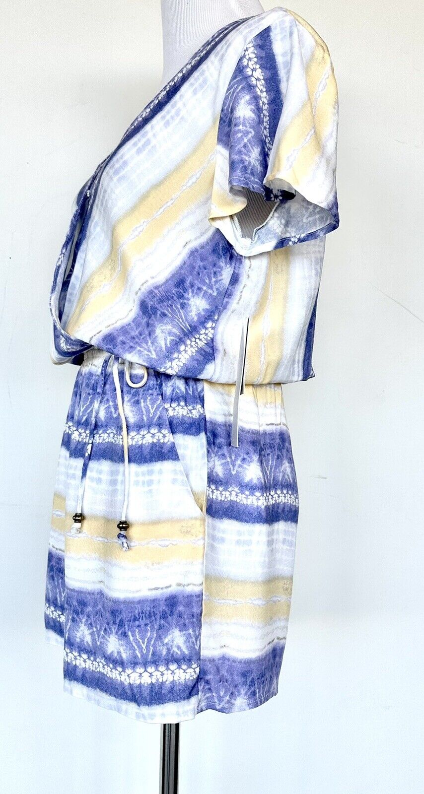 Kingston Grey Surplice Romper Size XS Yellow White Blue NWT