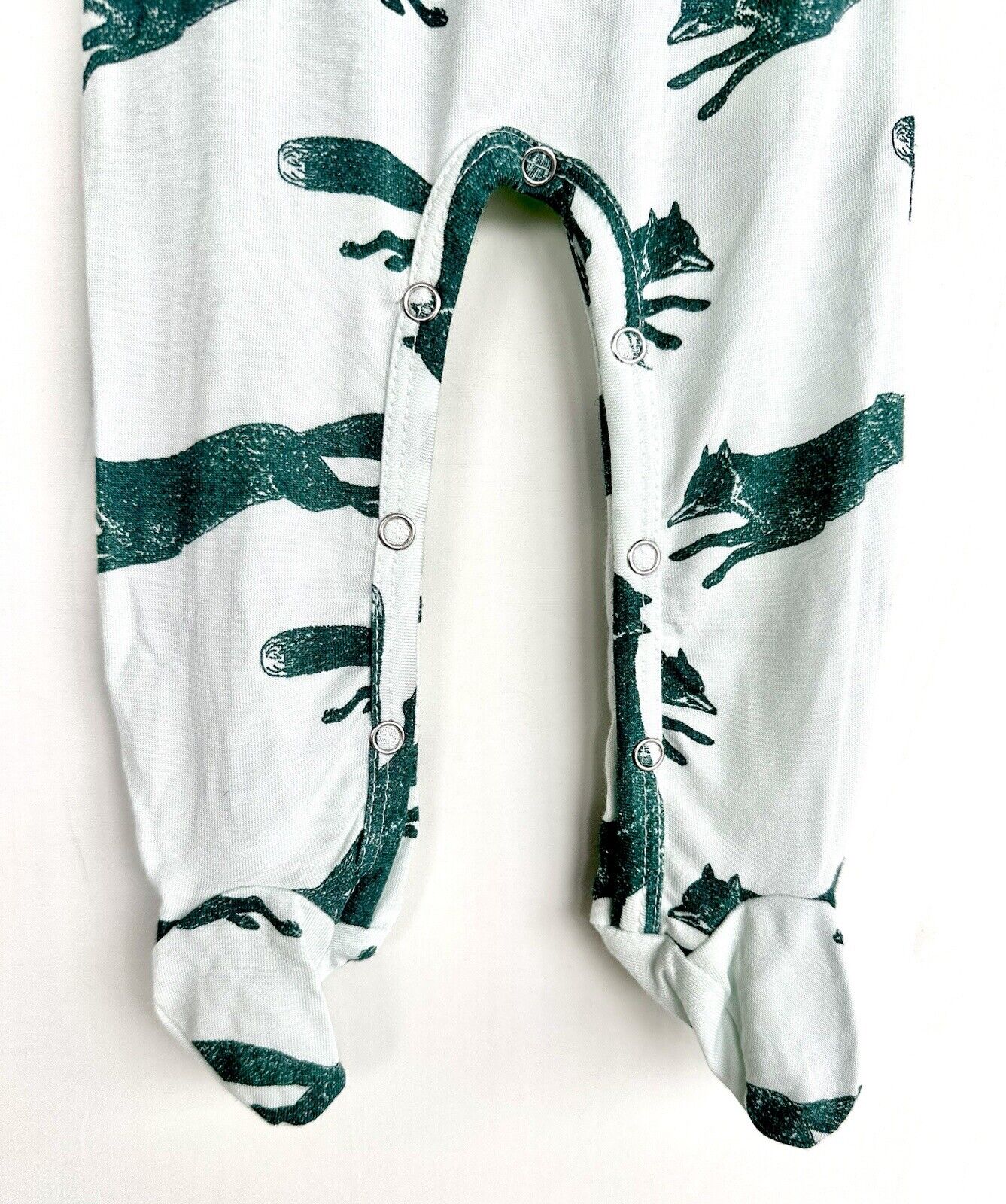 Kate Quinn Jumping Fox Lap Neck Footie Retails $38 Soft Modal Spandex Turquoise