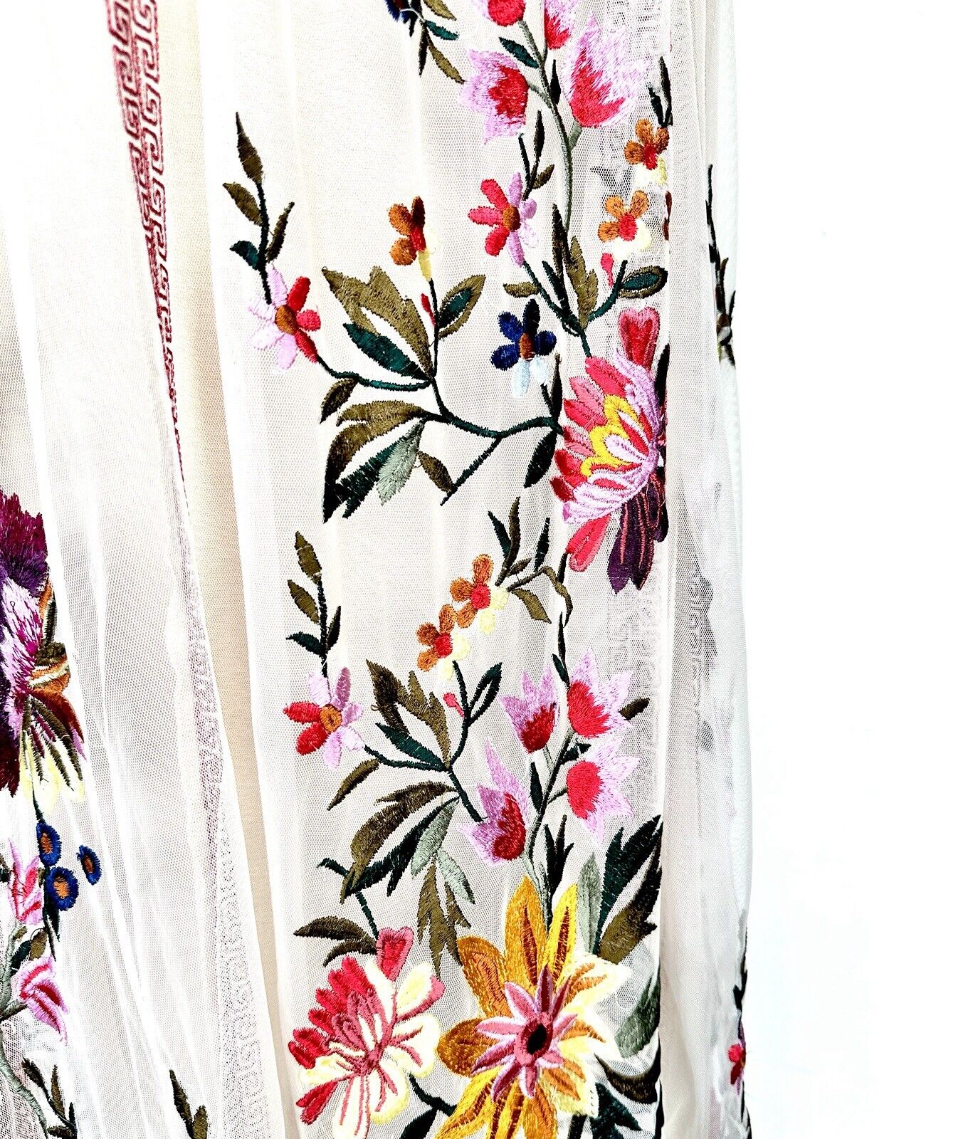 Sundance Garden Soirée Dress Embroidered Mesh Top Layer Retail $268 Champagne XS