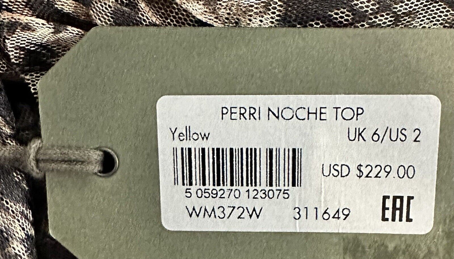 Allsaints Perri Noche Blouse Animal Print Mesh Fabric 2 Pc Retail $229 Sz 2 New