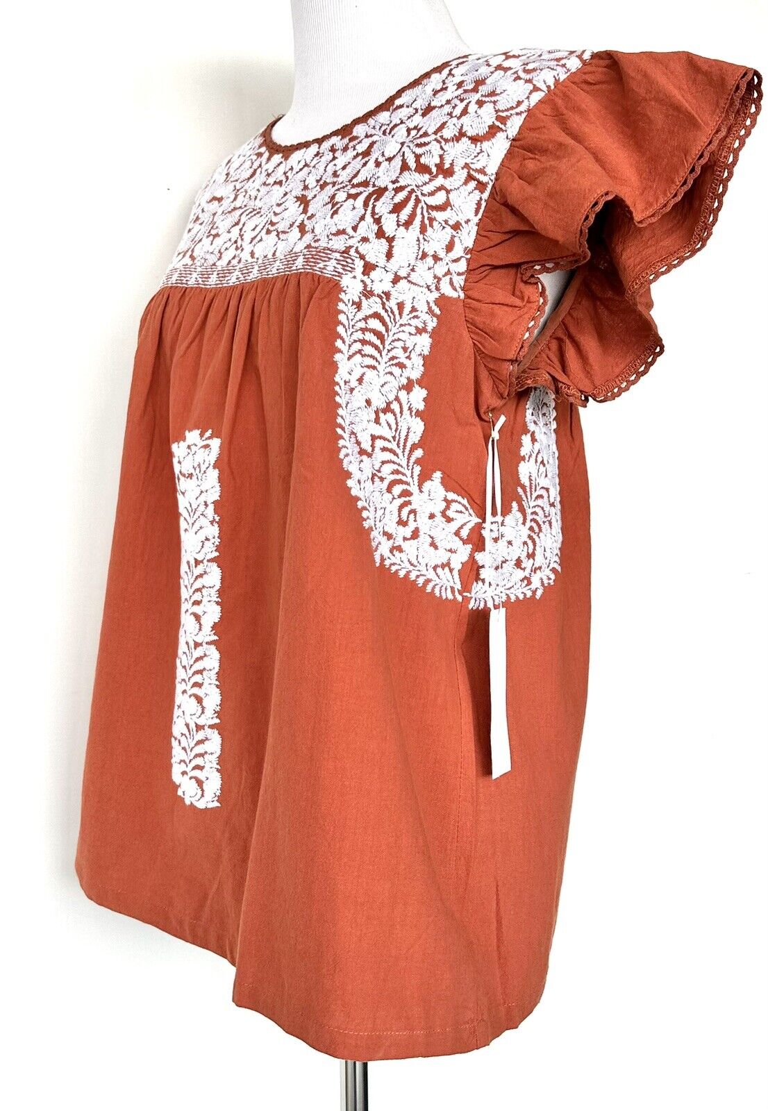 NWT J Marie embroidered Autumn Top size S Retail $106 Price $53 Rust