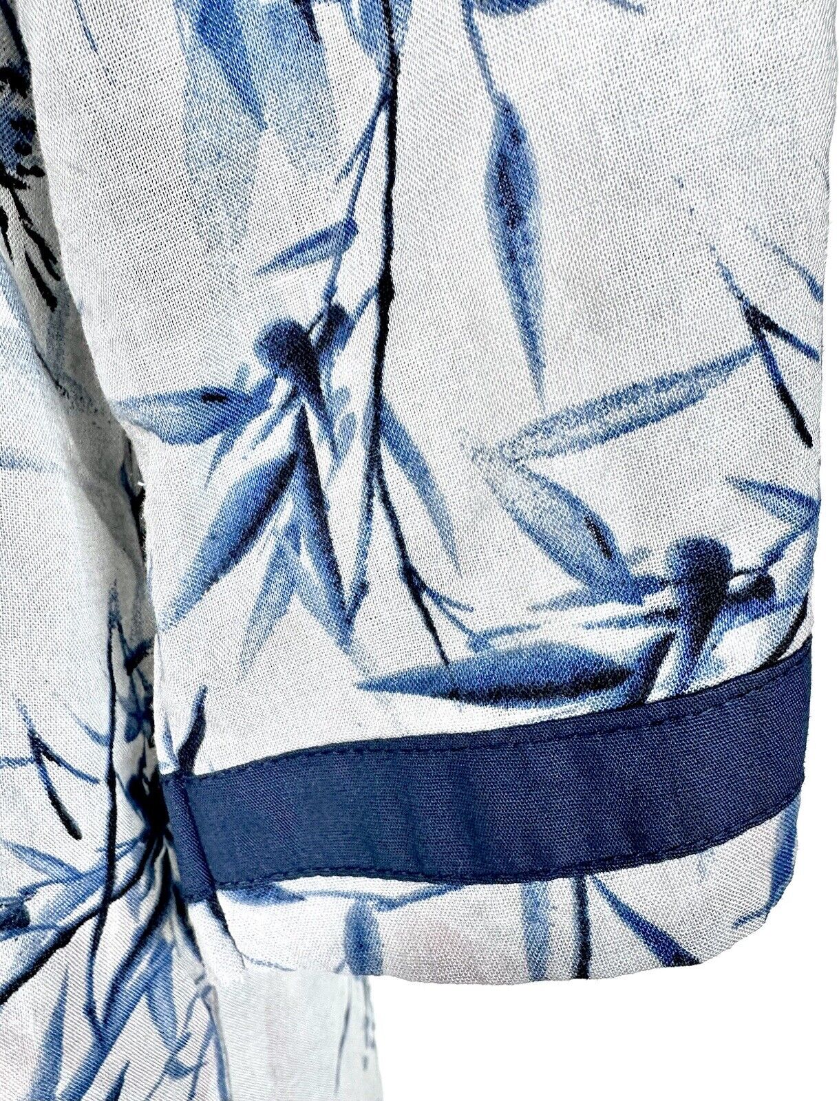 Asian Kimon Tunic Style Cover Up Size S/M Gray Blue Pink Bamboo Print