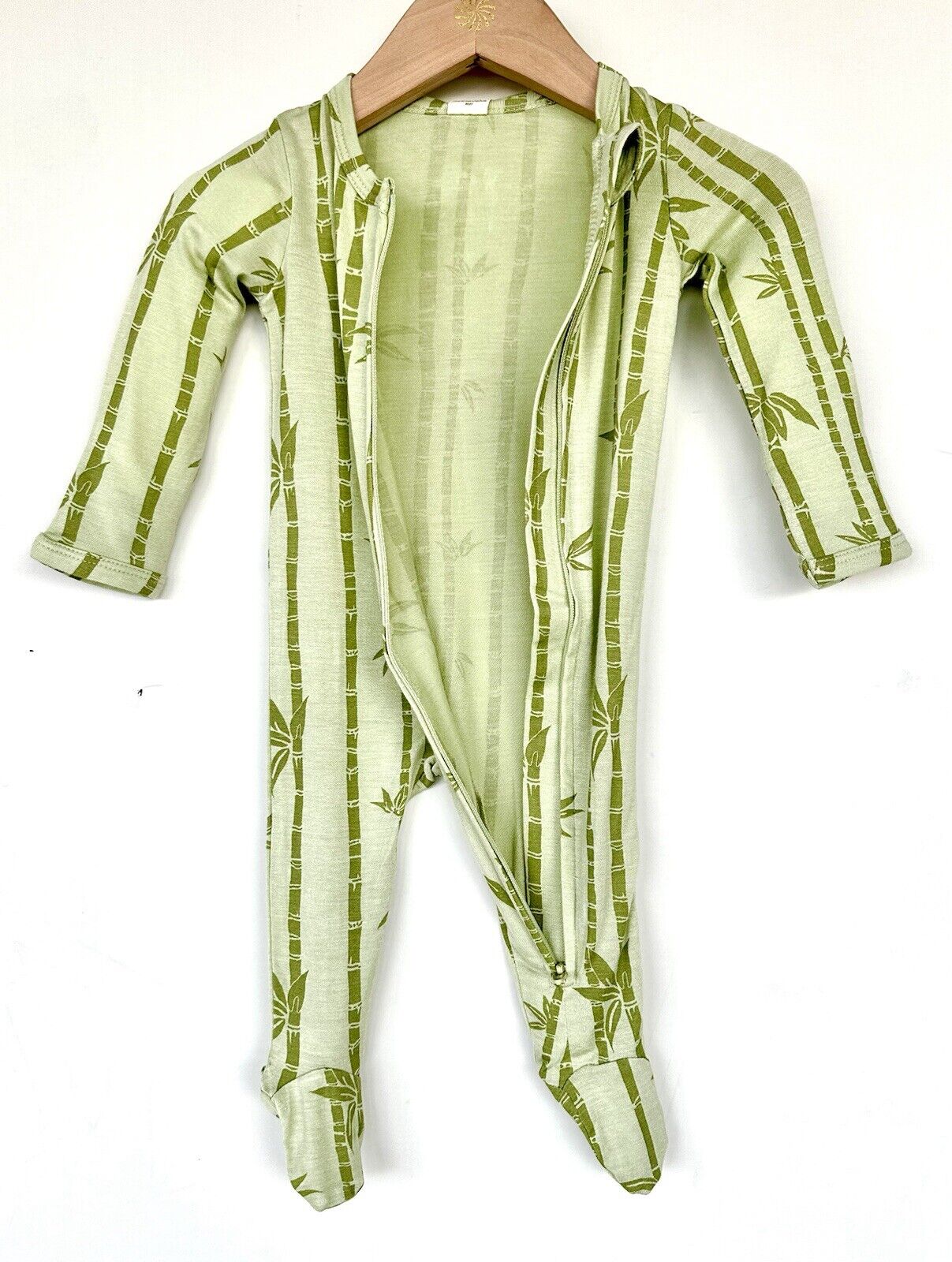 Kate Quinn Bamboo Forest LS Zipper Footie 3-6 M  Soft Modal Spandex