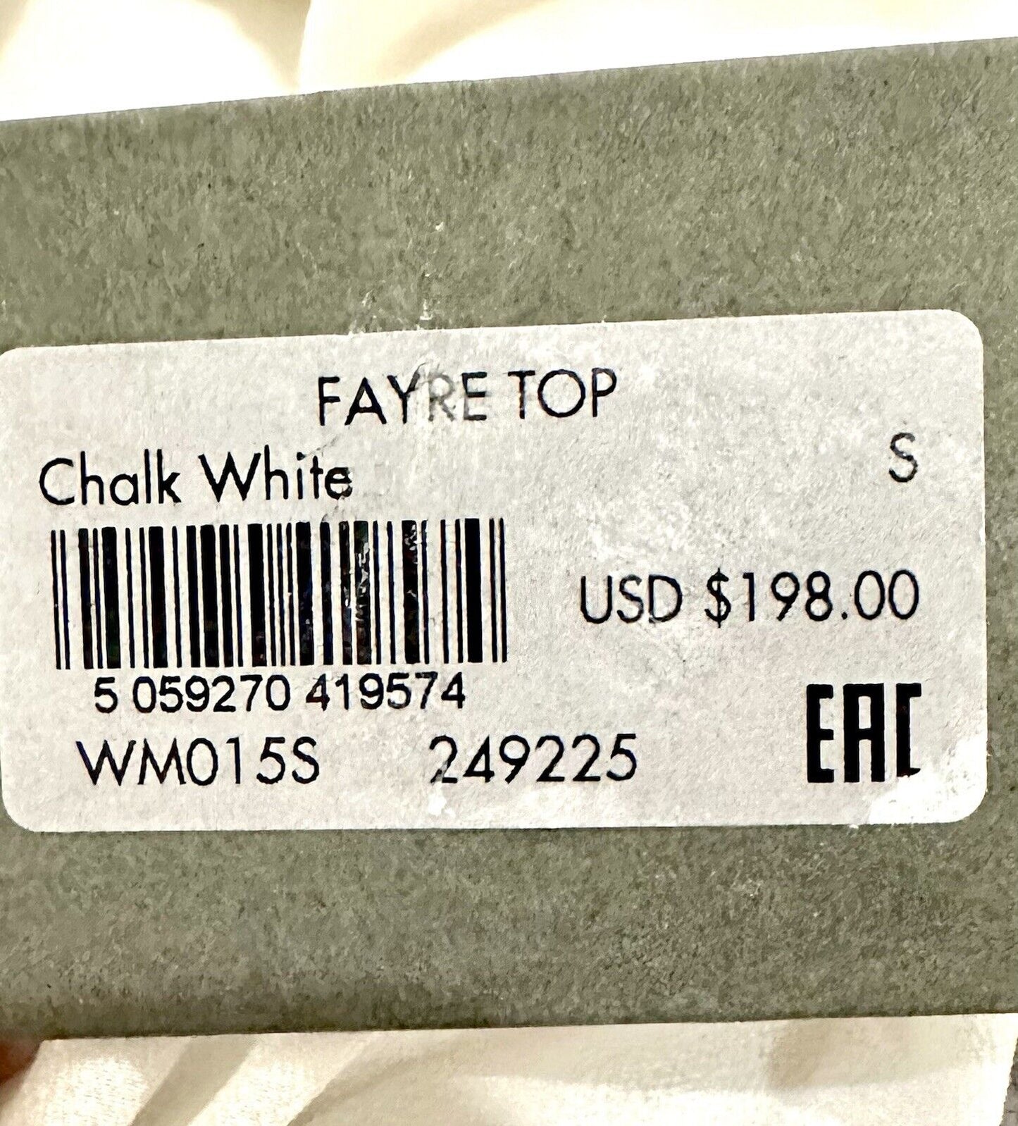 All Saints Fayre Blouse Chalk White Long Sleeve Retail $198 S Metal Stud Cuff