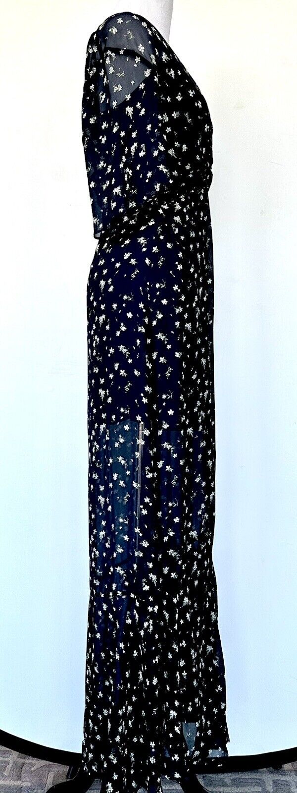 Rag & Bone Tamar Dress Size 2 Black Floral Semi Sheer Retail $550 Price $169