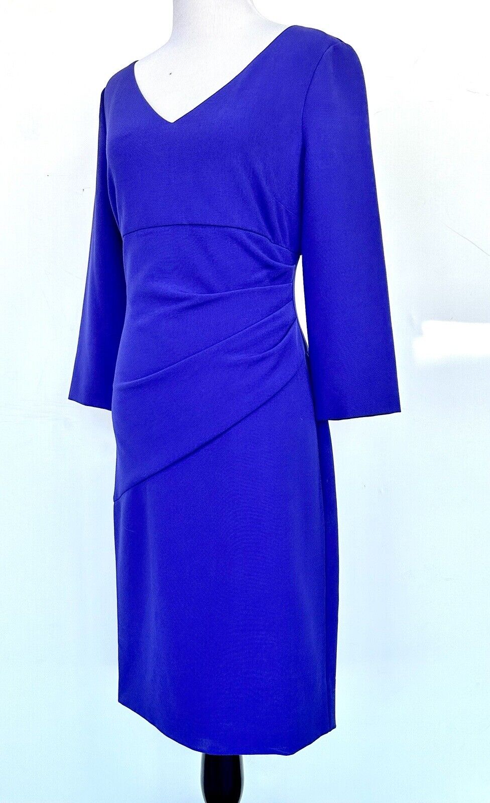 Diane von Furstenberg Dress Chrome Purple Ruched Hip Retail $378 Size 6 NWT