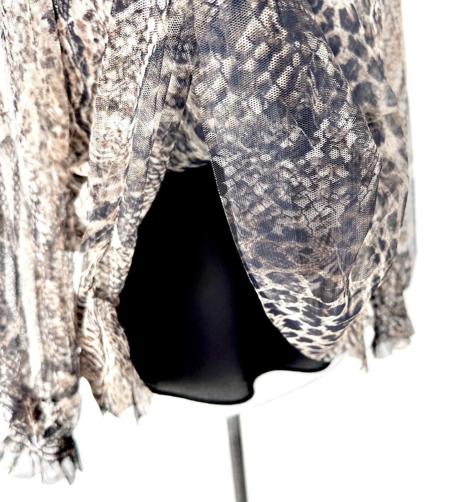 Allsaints Perri Noche Blouse Animal Print Mesh Fabric 2 Pc Retail $229 Sz 2 New