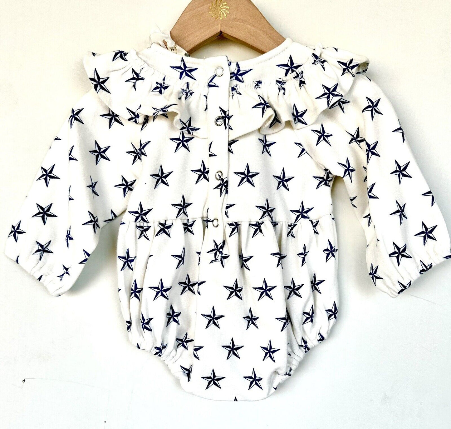 Kate Quinn Bubble Romper Nautical Star Blue And Ivory Price $20 3-6 M NEW