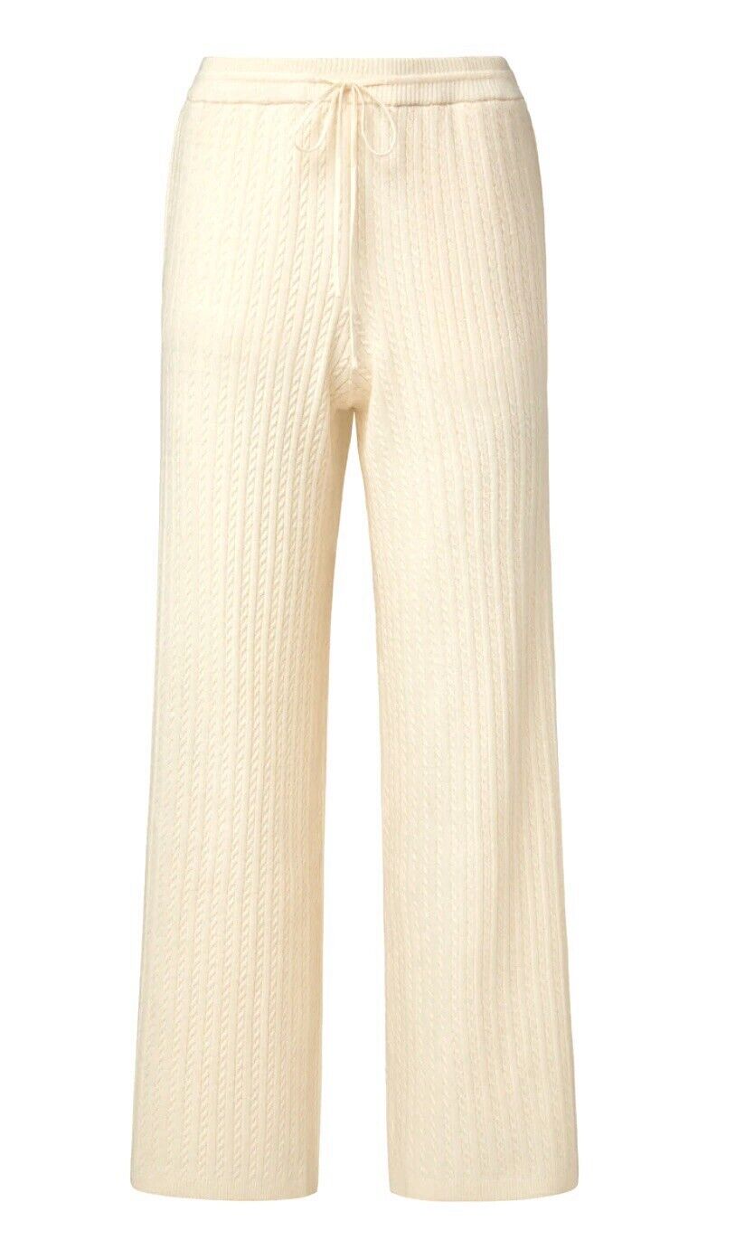 Rachel Parcell Knitted Wide Leg Ivory Pants XS Soft Knit New