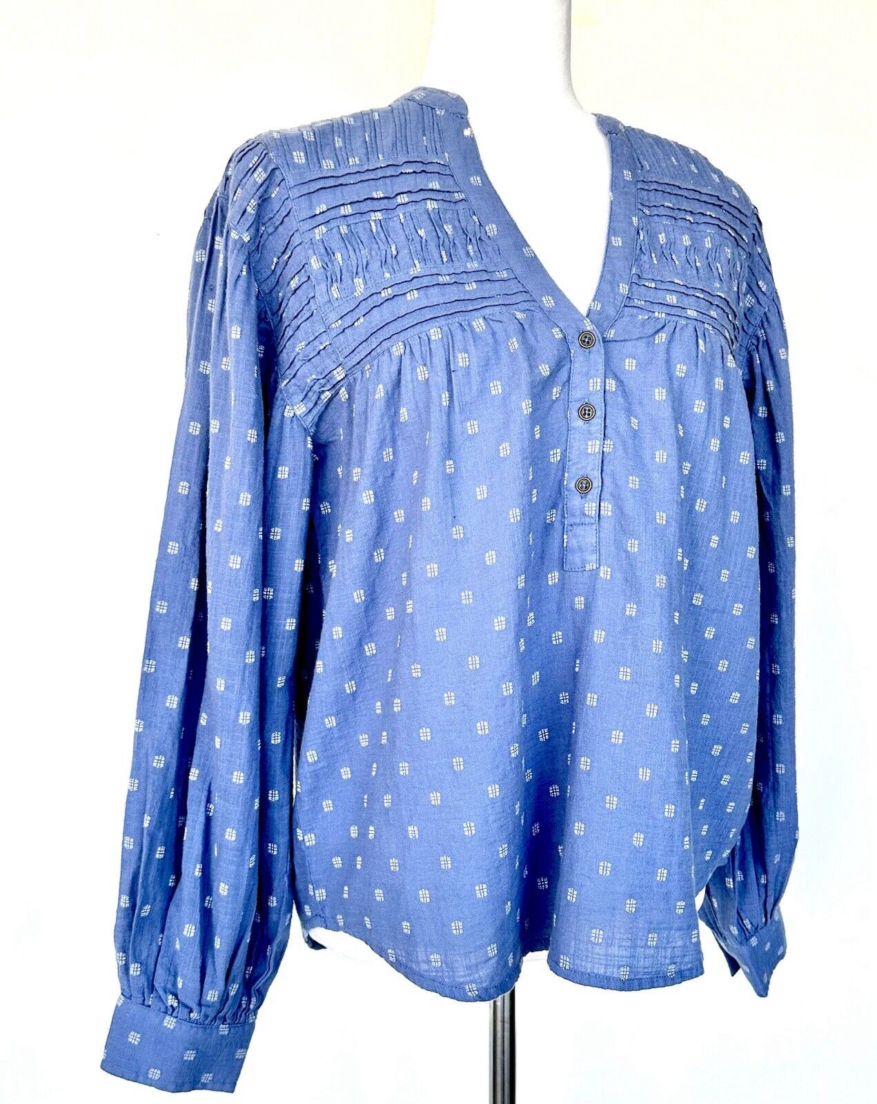 Sundance Clementine Countryside Blouse Retail $93.99 XS Blue Pleated